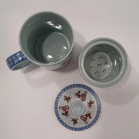 Vintage Asian Chariots Tea Infuser Mug Set - Picture 8 of 11